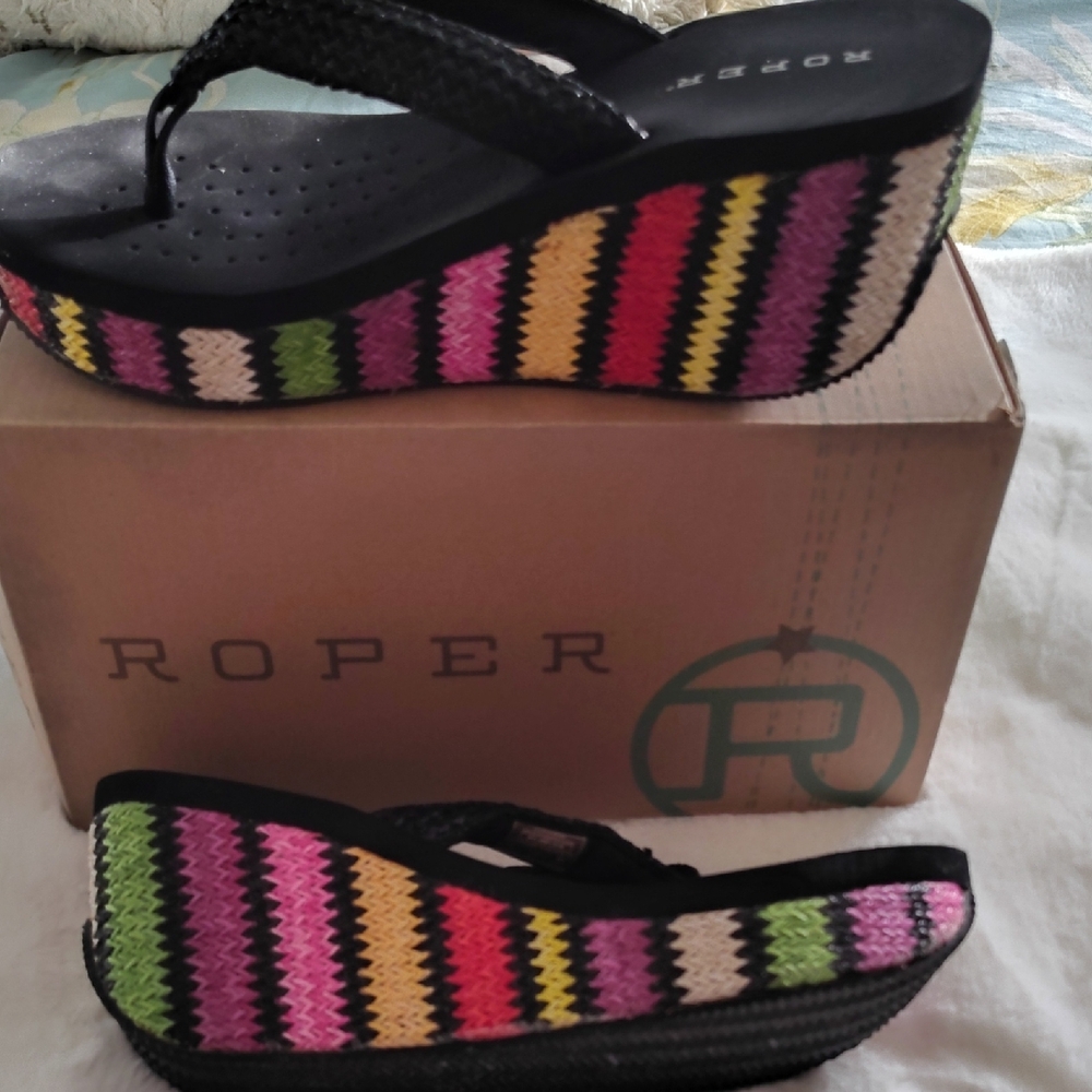 Roper Women's Colorful Striped Wedge Sandals